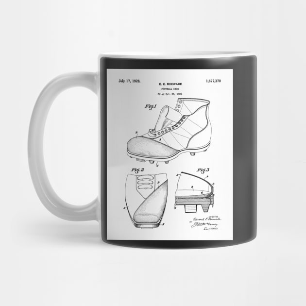 Football Shoe Patent - American Football Boot Coach Fan Football Lover Art - White by patentpress